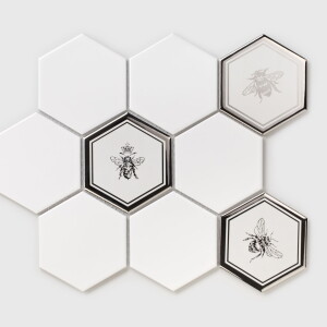 Raw Decor Heksagon XL Silver Bee 25,6x29,5 cm Mozaika