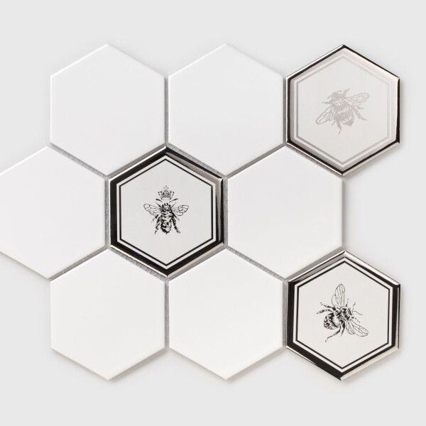 Raw Decor Heksagon XL Silver Bee 25,6×29,5 cm Mozaika