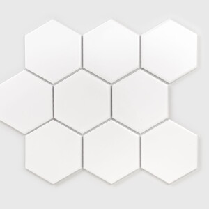 Raw Decor Heksagon XL Biały Szkliwiony 25,6x29,5 cm Mozaika