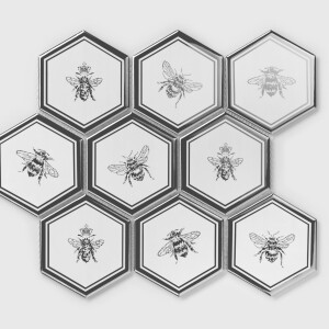 Raw Decor Heksagon XL Queen Bee Silver 25,6x29,5 cm Mozaika