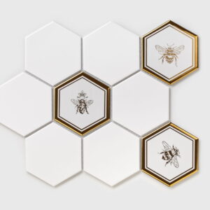 Raw Decor Heksagon XL Gold Bee 25,6x29,5 cm Mozaika