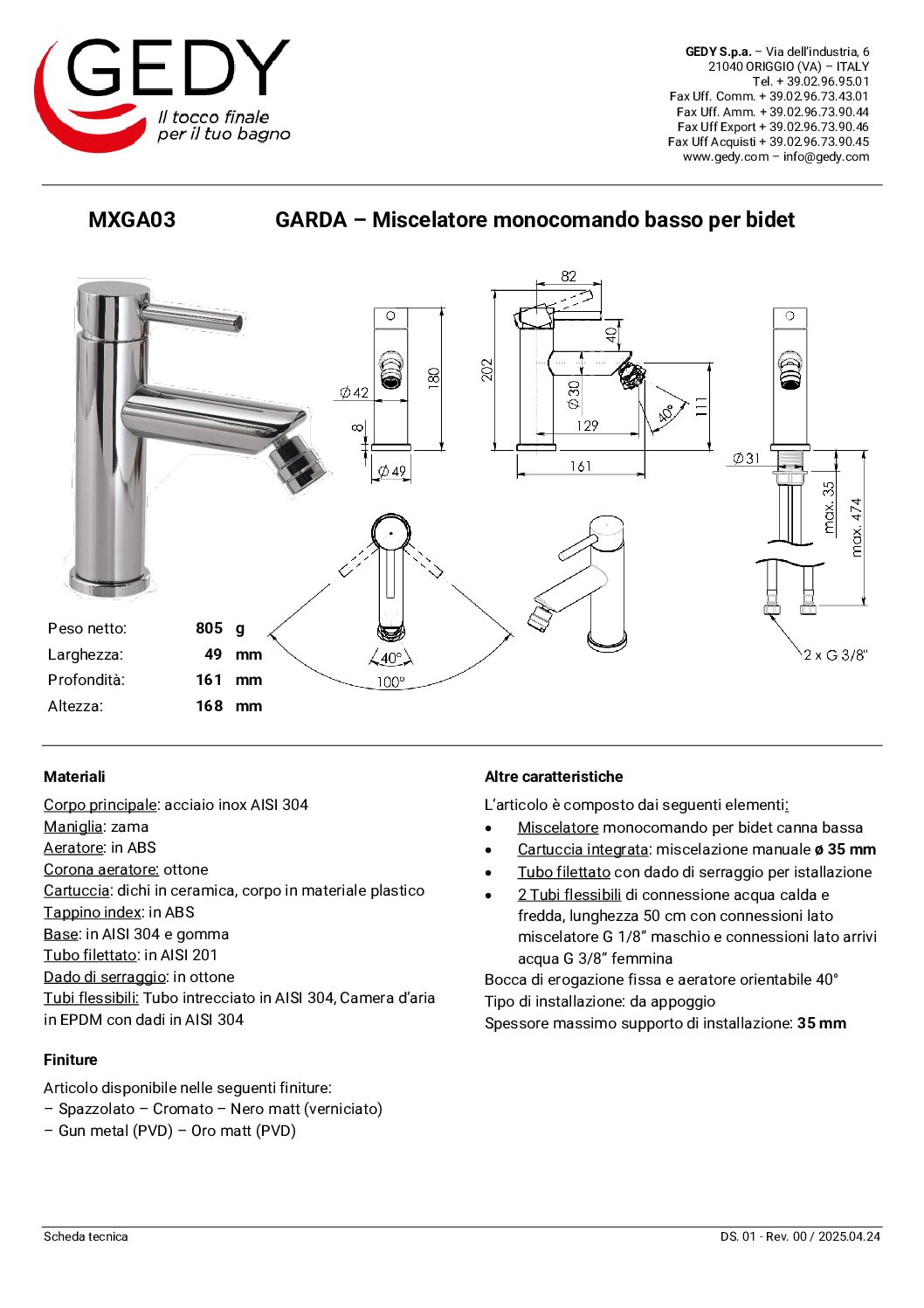 Gedy Garda Bateria Bidetowa Chrom MXGA03-13 - obrazek 2